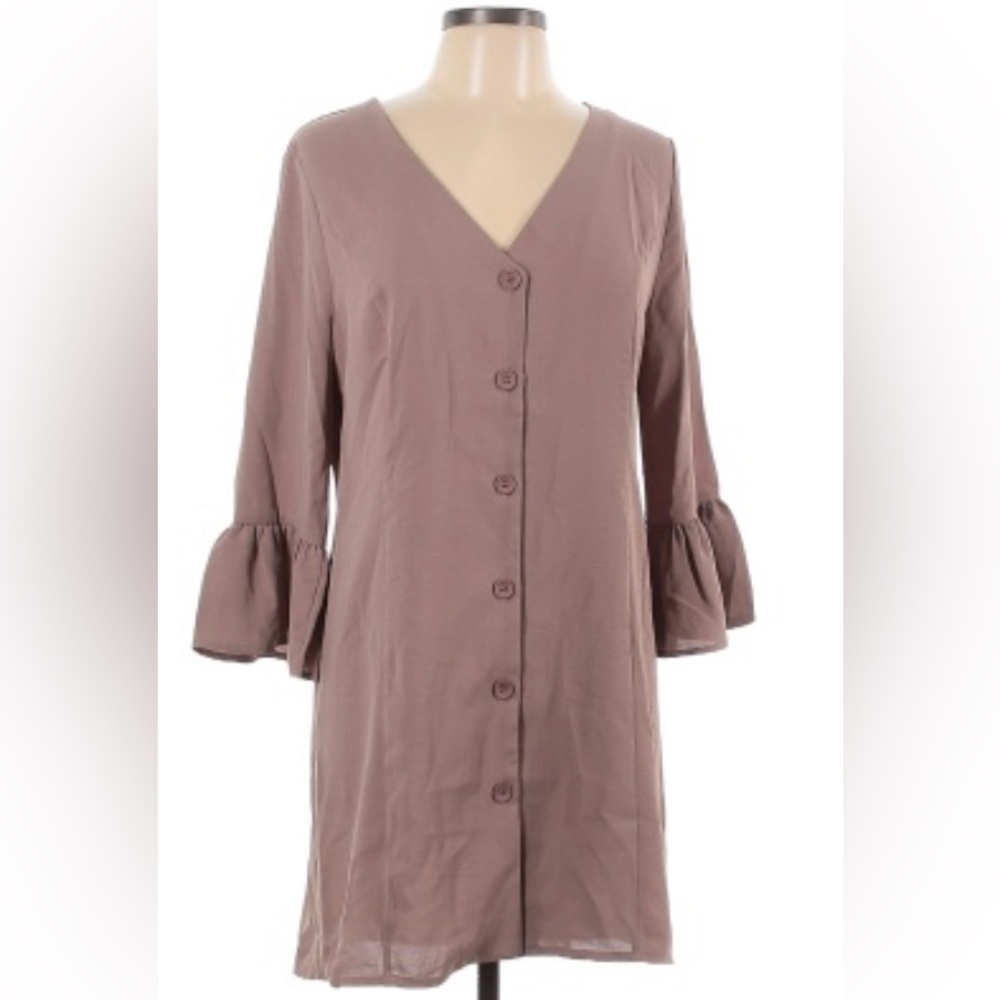 ENTRO Mauve Button Down Dress Size Small